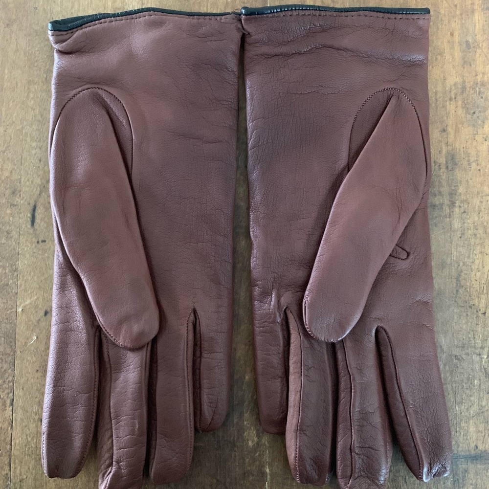NWOT brown italian leather cashmere lined gloves